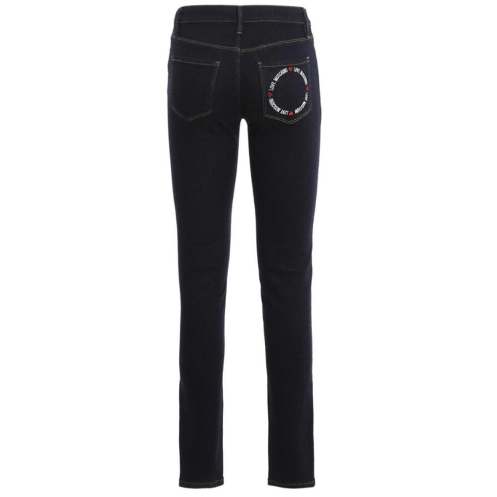 LOVE MOSCHINO dark wash logo skinny jeans sz 27
